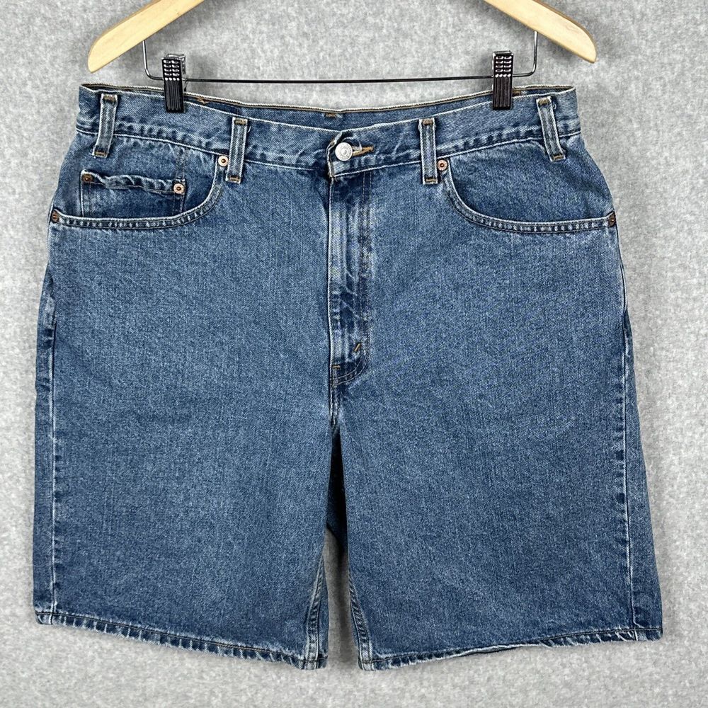 Levis 550‎ Jean Shorts 10" Jorts Mens 38 (FITS 36) Blue Relaxed Y2K 2001 Dad
